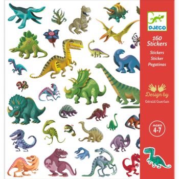 Djeco 160 Stickers on 4 Sheets - Dinosaurs