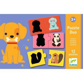 12 Puzzles with 2 pieces: The animal and its shadow
