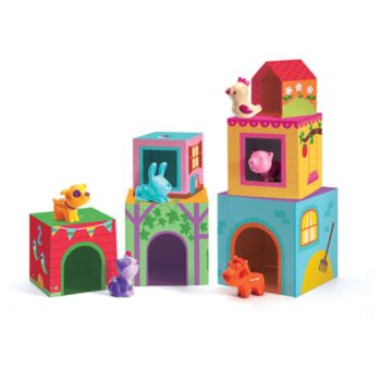 Djeco CUBES WITH 6 ANIMAL FIGURES FARM, 6 pcs