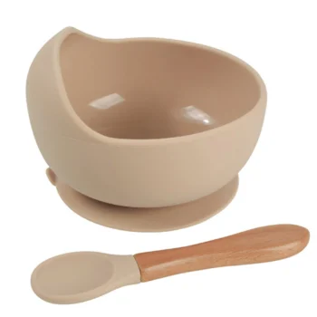 Silicone suction bowl and spoon set