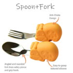 Baby Fork and Spoon Set Cute Cartoon Hippo Shaped