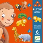 Djeco Giant Puzzle 1.30 m, 4/6/9 pcs, Wild Animals