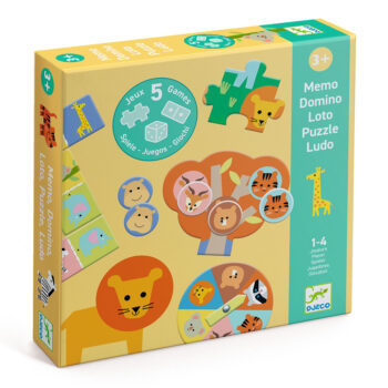 Djeco 5-in-1 board game set “Savanna Animals”