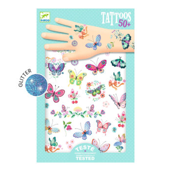 Djeco butterfly tattoos with glitter.