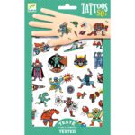 Djeco tattoos with metallic details “Heroes vs Villains”.